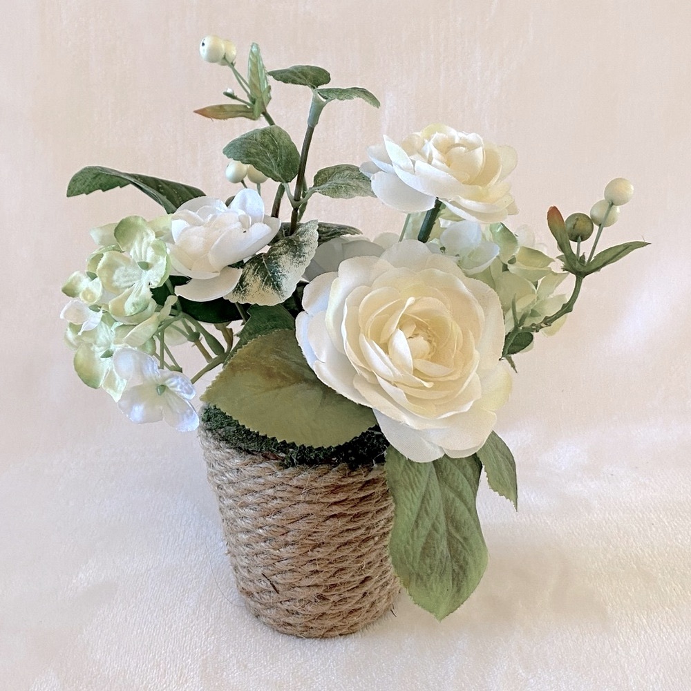 Small Silk Floral in Jute Wrapped Vase